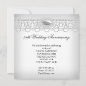 Invitation 25e Anniversaire de Mariage Élégant Perle Blanche (Dos)