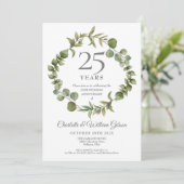 Invitation 25e Anniversaire de Mariage en Bois Élégant (Debout devant)