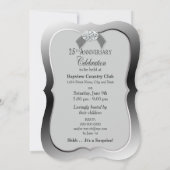 Invitation 25e anniversaire de mariage - Faux diamant argenté (Dos)