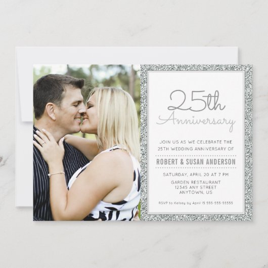 Invitation 25e anniversaire de mariage faux paille (Devant)