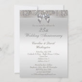 Invitation 25e anniversaire de mariage Faux Sequins et nœud (Dos)