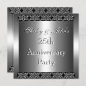 Invitation 25e anniversaire de mariage fête argent (Devant / Derrière)