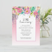 Invitation 25e Anniversaire de Mariage Fleuriste Argent Rose (Debout devant)