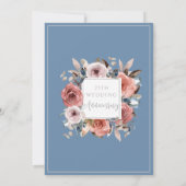 Invitation 25e Anniversaire de Mariage, Fleurs de Teinte Bleu (Dos)
