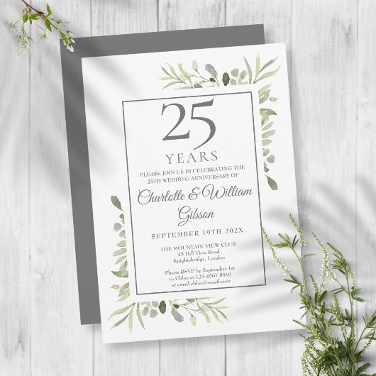 Invitation 25e Anniversaire de Mariage Fleurs de Verdure