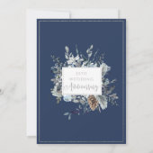 Invitation 25e anniversaire de mariage, floral argent et bleu (Dos)