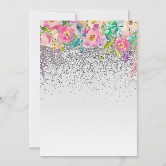 Invitation 25e anniversaire de mariage floral argent rose (Dos)