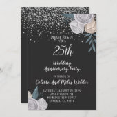 Invitation 25e anniversaire de mariage Glitter Silver (Devant / Derrière)