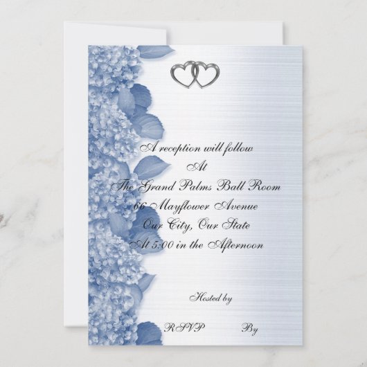Invitation 25e anniversaire de mariage Hydrangea bleue (Dos)