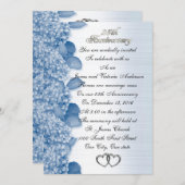 Invitation 25e anniversaire de mariage Hydrangea bleue (Devant / Derrière)