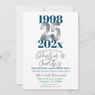 Invitation 25e anniversaire de Mariage Moderne