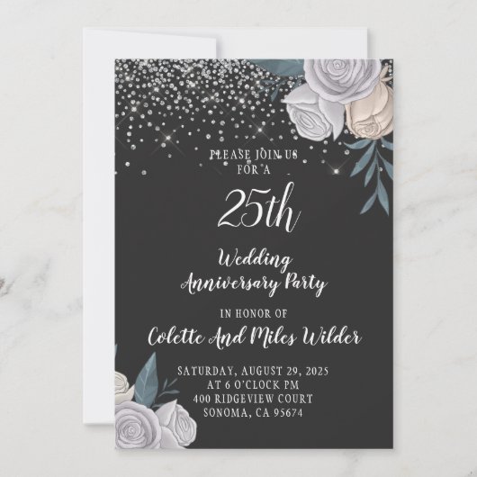 Invitation 25e Anniversaire de Mariage Noces d'Argent (Devant)