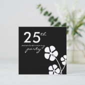 Invitation 25e anniversaire de mariage noir et blanc (Debout devant)