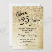 Invitation 25e anniversaire de mariage or (Devant)