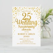 Invitation 25e anniversaire de mariage - Or et Blanc (Debout devant)