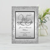 Invitation 25e anniversaire de mariage pailleté argent et noi (Debout devant)