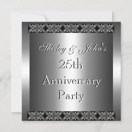 Invitation 25e anniversaire de mariage Party Argen (Devant)