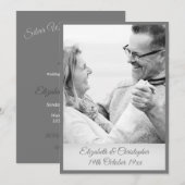Invitation 25e Anniversaire de Mariage Photo Argent Noir Blan (Devant / Derrière)