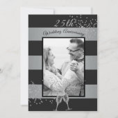 Invitation 25e Anniversaire de Mariage Photo Noir Argent (Devant)