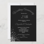 Invitation 25e Anniversaire de Mariage Photo Noir Argent (Dos)