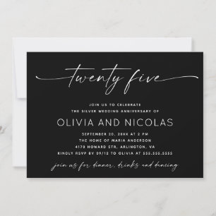 Invitation 25e anniversaire de mariage Photo noire