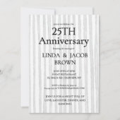 Invitation 25e Anniversaire de Mariage Rayures Gris Clair Arg (Devant)