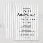 Invitation 25e Anniversaire de Mariage Rayures Gris Clair Arg (Devant / Derrière)