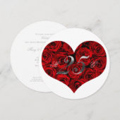 Invitation 25e Anniversaire de Mariage Roses Rouges Cœur Élég (Devant / Derrière)
