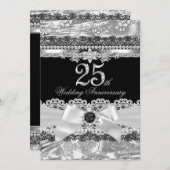 Invitation 25e anniversaire de mariage ruban en de (Devant / Derrière)