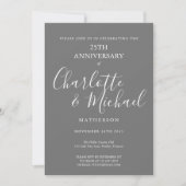 Invitation 25e Anniversaire de Mariage Signature Script Argen (Devant)