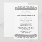 Invitation 25e anniversaire de mariage Silver Flower (Devant / Derrière)