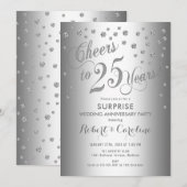 Invitation 25e anniversaire de mariage surprise - Argenté (Devant / Derrière)
