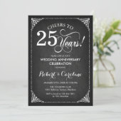 Invitation 25e anniversaire de mariage - Tableau noir blanc (Debout devant)