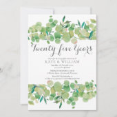 Invitation 25e Anniversaire de Mariage Verdure Florale (Devant)