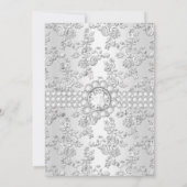 Invitation 25e Anniversaire Diamant Rose Damassé Argent long (Dos)