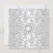 Invitation 25e anniversaire Diamond Rose Damask Argent Blanc (Dos)