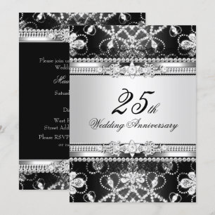 Invitation 25e anniversaire Diamond Silver Black