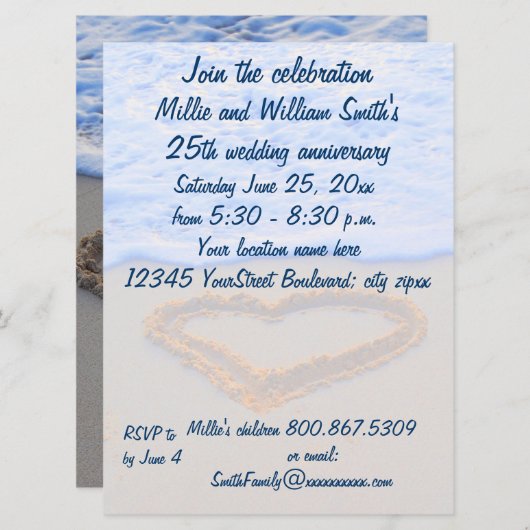 Invitation 25e anniversaire du Mariage (Devant / Derrière)