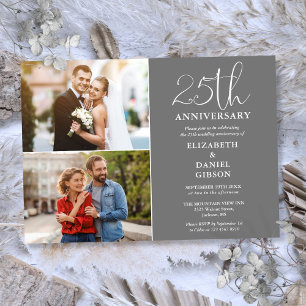 Invitation 25e anniversaire du Mariage Alors et maintenant 2 