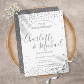 Invitation 25e anniversaire du Mariage Argent Coeurs d'amour