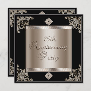 Invitation 25e anniversaire du Mariage Art déco Black Sepia