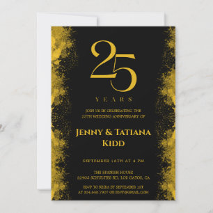 Invitation 25e anniversaire du Mariage Black & Gold