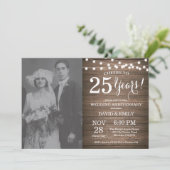 Invitation 25e anniversaire du Mariage Bois rustique (Debout devant)