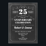Invitation 25e anniversaire du Mariage - Chalkboard<br><div class="desc">Invitation du 25e anniversaire du Mariage Design rétro simple avec motif de tableau noir. Carte invitation noir et blanc. Parfait pour une fête élégante ! Peut être personnalisé à n'importe quelle année. S'il vous plaît,  envoyez-moi un message si vous avez besoin d'une personnalisation supplémentaire.</div>