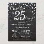 Invitation 25e anniversaire du Mariage Chalkboard Black Silve<br><div class="desc">25e anniversaire Mariage Chalkboard Black and Silver Invitation. Vingt-cinq ans de Mariage. Chalkboard Black et Silver Parties scintillant Arrière - plan diamant. Confetti en argent. Anniversaire adulte. Fête d'anniversaire d'une femme ou d'un homme. Pour plus de personnalisation, cliquez sur le bouton "Customiser" et utilisez notre outil de conception pour modifier...</div>