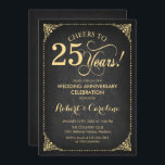 Invitation 25e anniversaire du Mariage - Chalkboard Gold<br><div class="desc">Golden 25th Mariage Anniversary Invitation. Elégant design rétro vintage avec faux or et motif en damier noir. Fonctionne la police de script. Salut à 25 ans ! Peut être personnalisé dans n'importe quelle année de mariage! Message-moi si vous avez besoin d'une personnalisation plus poussée.</div>