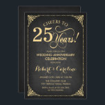 Invitation 25e anniversaire du Mariage - Chalkboard Gold<br><div class="desc">Golden 25th Mariage Anniversary Invitation. Elégant design rétro vintage avec faux or et motif en damier noir. Fonctionne la police de script. Salut à 25 ans ! Peut être personnalisé dans n'importe quelle année de mariage! Message-moi si vous avez besoin d'une personnalisation plus poussée.</div>