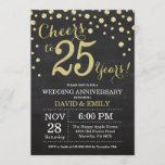 Invitation 25e anniversaire du Mariage Chalkboard noir et or<br><div class="desc">25e anniversaire Mariage Chalkboard Black and Gold Invitation. Vingt-cinq ans de Mariage. Chalkboard Black et Gold Parties scintillant Diamond Arrière - plan. Confetti d'or. Anniversaire adulte. Fête d'anniversaire d'une femme ou d'un homme. Pour plus de personnalisation, cliquez sur le bouton "Customiser" et utilisez notre outil de conception pour modifier ce...</div>