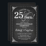 Invitation 25e anniversaire du Mariage - Chalkboard White<br><div class="desc">Golden 25th Mariage Anniversary Invitation. Design vintage rétro élégant avec motif en damier noir. Fonctionne avec une police de script blanc. Salut à 25 ans ! Peut être personnalisé dans n'importe quelle année de mariage! Message-moi si vous avez besoin d'une personnalisation plus poussée.</div>