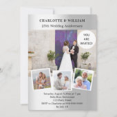 Invitation 25e anniversaire du mariage collage photo argent (Devant)